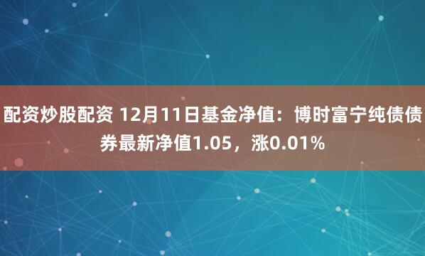 配资炒股配资 12月11日基金净值：博时富宁纯债债券最新净值1.05，涨0.01%