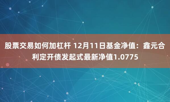 股票交易如何加杠杆 12月11日基金净值：鑫元合利定开债发起式最新净值1.0775