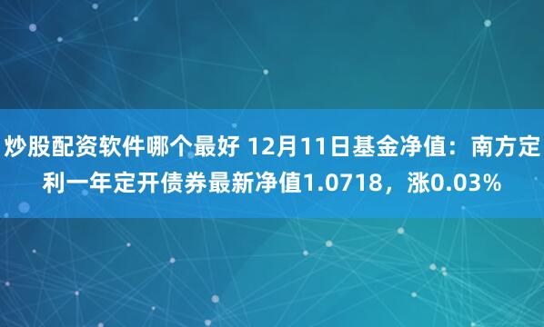 炒股配资软件哪个最好 12月11日基金净值：南方定利一年定开债券最新净值1.0718，涨0.03%