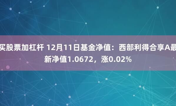 买股票加杠杆 12月11日基金净值：西部利得合享A最新净值1.0672，涨0.02%