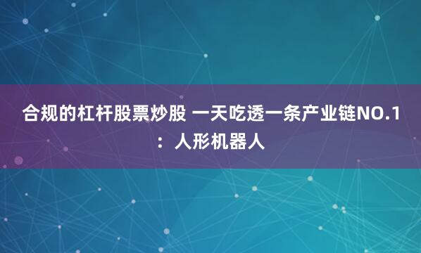 合规的杠杆股票炒股 一天吃透一条产业链NO.1：人形机器人