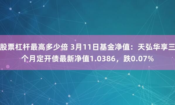 股票杠杆最高多少倍 3月11日基金净值：天弘华享三个月定开债最新净值1.0386，跌0.07%